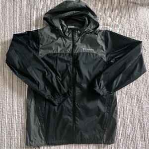 Columbia Black and Gray Hooded Raincoat